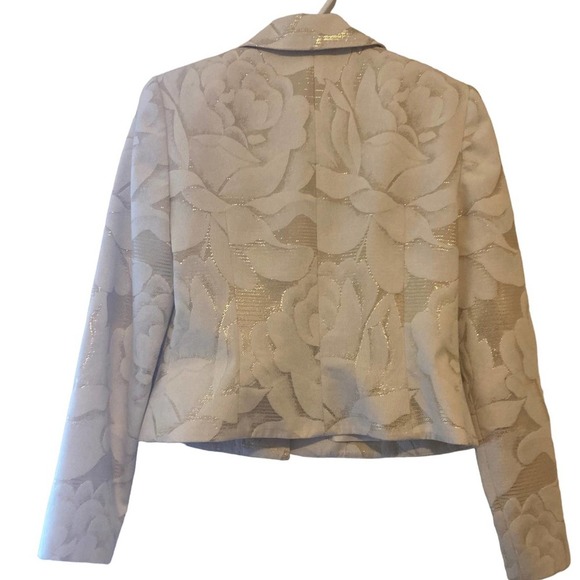 Carmen Marc Valvo Collection Ivory/White and Gold Floral Jacket - Size 8 - Picture 2 of 6